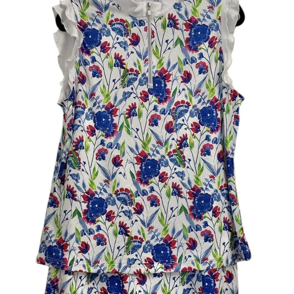 PGA Tour Women’s Golf Skirt Tank Top Matching Set Size XL Floral White Active